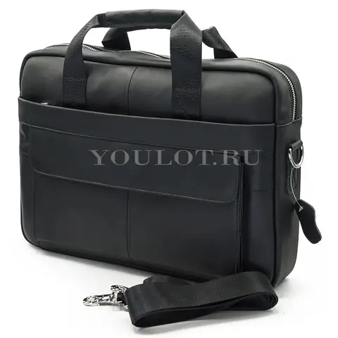 Мужской кожаный портфель Briefcase 9036 Black для работы и повседневного использования