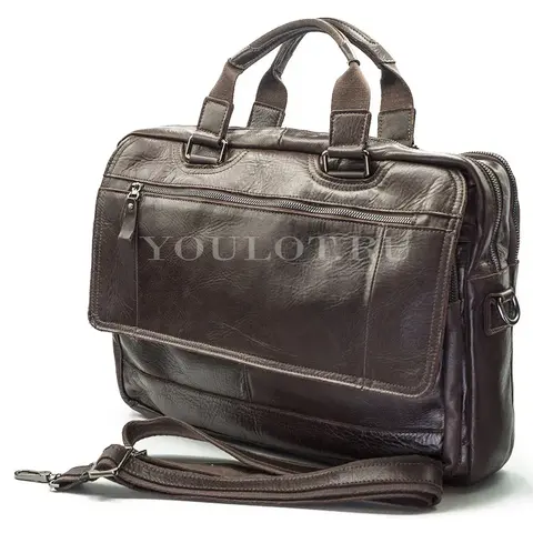 Мужской кожаный портфель Briefcase СМ1\Г BROWN с отделением для ноутбука