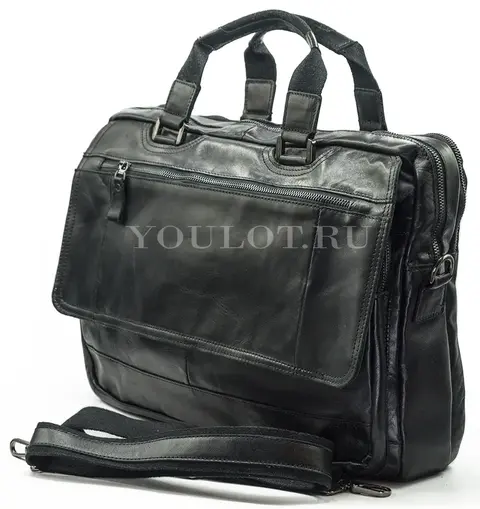 Мужской кожаный портфель Briefcase СМ1\Г BLACK (1) для документов и ноутбука