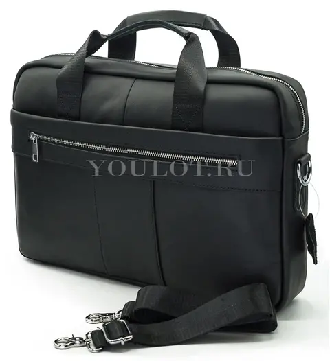 Мужской кожаный портфель Briefcase 9022 Black для работы и повседневного ношения