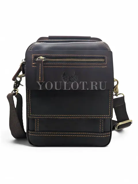 Сумка через плечо, барсетка Ryff Ryder RR 84545 D.BROWN с ручкой кожаная коричневого цвета