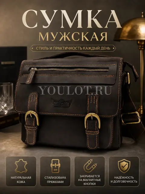 Кожаная сумка через плечо мужская, барсетка Ryff Ryder 84539 кожаная коричневая