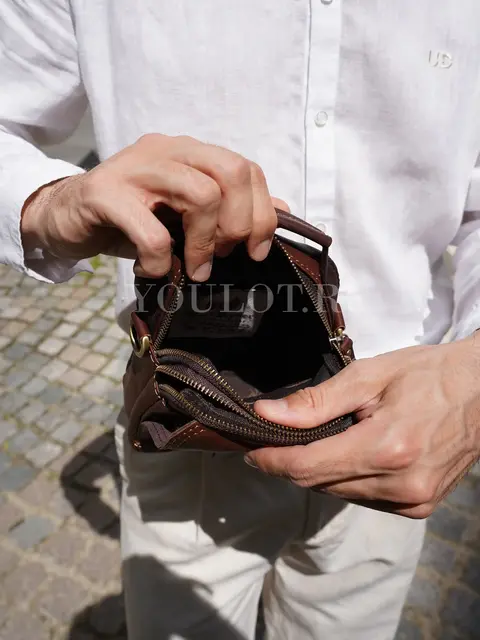 Сумка мужская через плечо Ruff Ryder 86651-2, на пояс маленькая кожаная