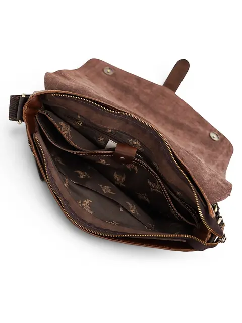 Кожаный портфель для документов Ruff Ryder 4129, сумка мужская Old Money коричневая