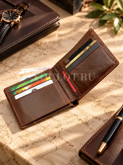 Кошелек для денег и карт кожаный