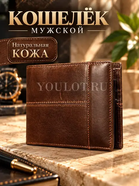 Кошелек для денег и карт кожаный