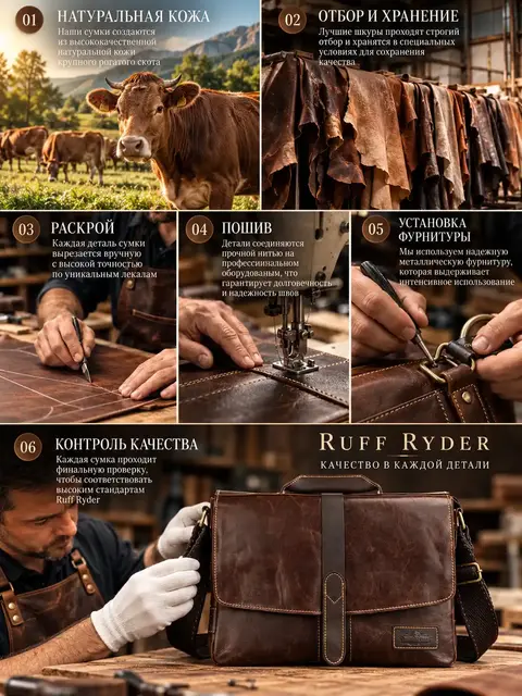 Сумка через плечо Ruff Ryder 84192, бананка из натуральной кожи коричневая
