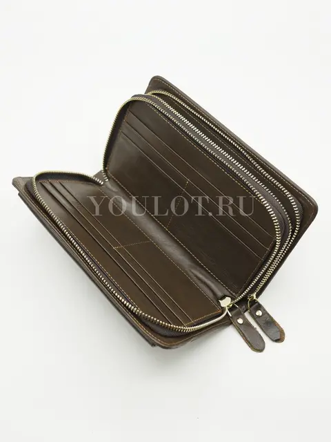 Клатч мужской Briefcase 9069 для телефона и паспорта кожаный коричневый