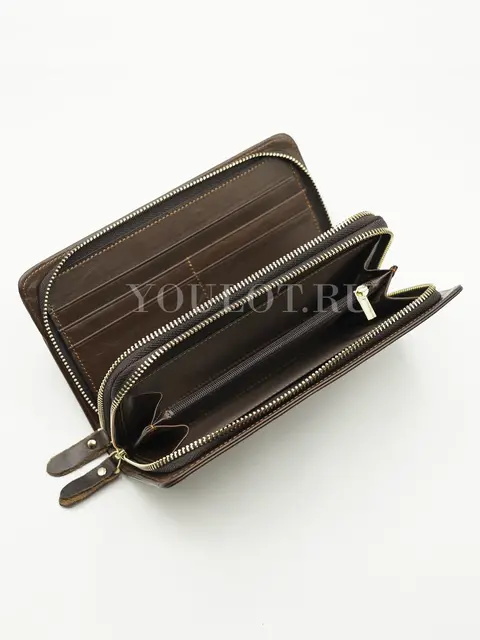 Клатч мужской Briefcase 9069 для телефона и паспорта кожаный коричневый