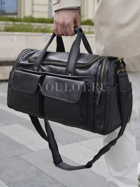 Сумка дорожная из натуральной кожи с двумя карманами Briefcase 1002