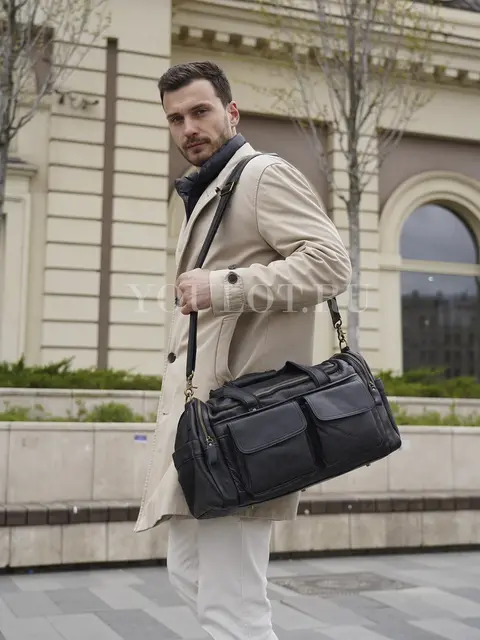 Сумка дорожная из натуральной кожи с двумя карманами Briefcase 1002