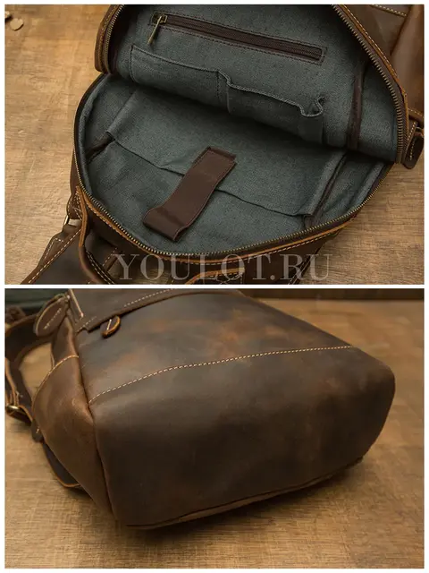 Рюкзак мужской из натуральной кожи для ноутбука 15" и документов A4