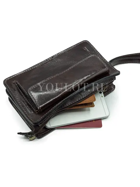 Клатч мужской с карманом для телефона и ручкой Briefcase 302 BROWN