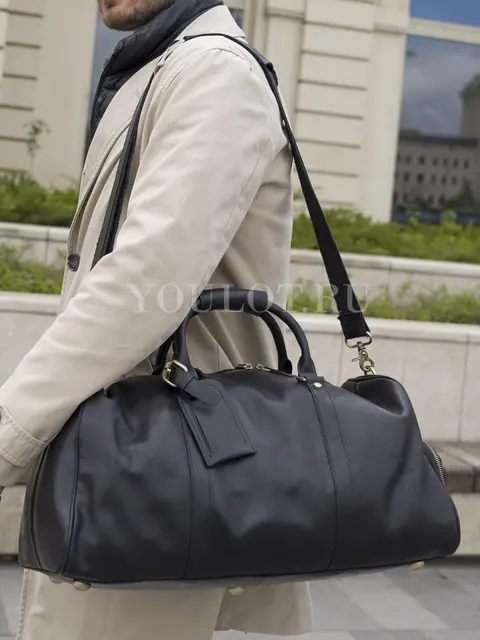 Сумка дорожная из натуральной кожи с отделением для обуви Briefcase 9804 черная