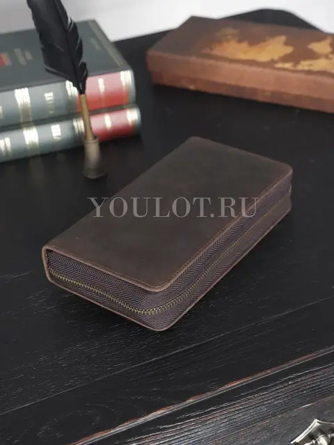 Клатч мужской Briefcase 9018 с одной молнией из натуральной кожи, кошелек - портмоне