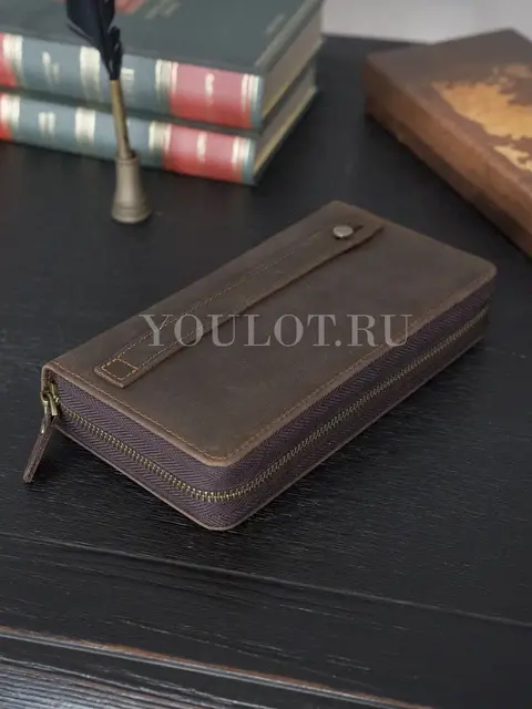 Клатч мужской Briefcase 9018 с одной молнией из натуральной кожи, кошелек - портмоне