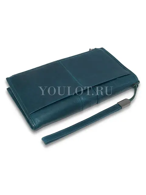 Женский кошелек для телефона и карт Briefcase C2156 из мягкой натуральной кожи синий