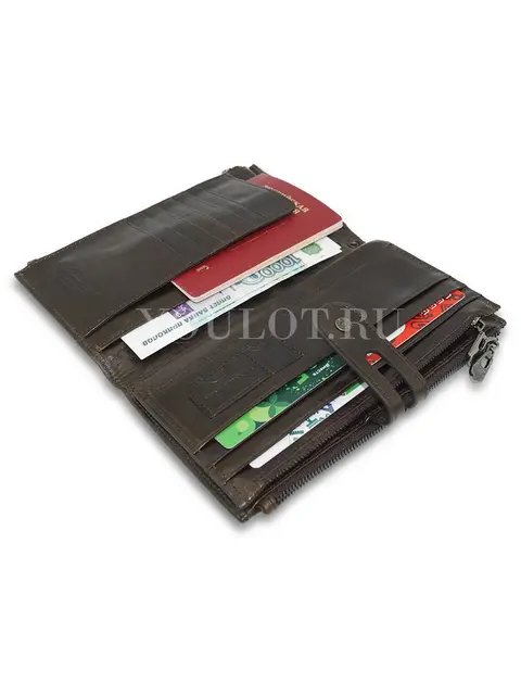 Стильный женский кошелек-клатч Briefcase C2156 из кожи для документов и наличных коричневый