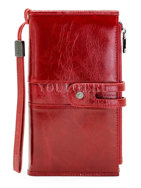 Женский кошелек из натуральной кожи Briefcase C2156 с отделением для телефона и карт красный лак