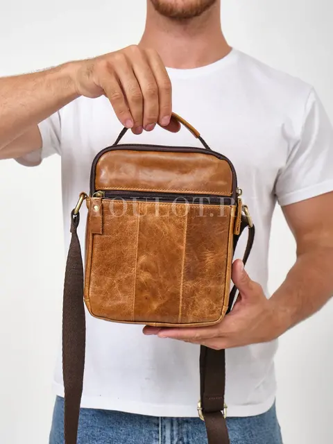 Кожаная сумка на плечо мужская повседневная Ruff Ryder 9072