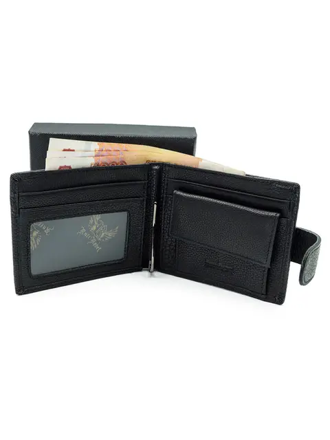 Кошелек мужской Ruff Ryder 38483W с зажимом черный из натуральной кожи