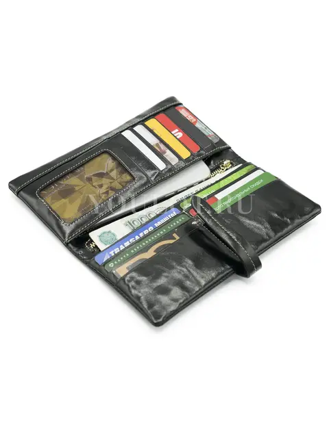 Женский кошелек из кожи с отделением для мелочи и карт Briefcase 2148 черный