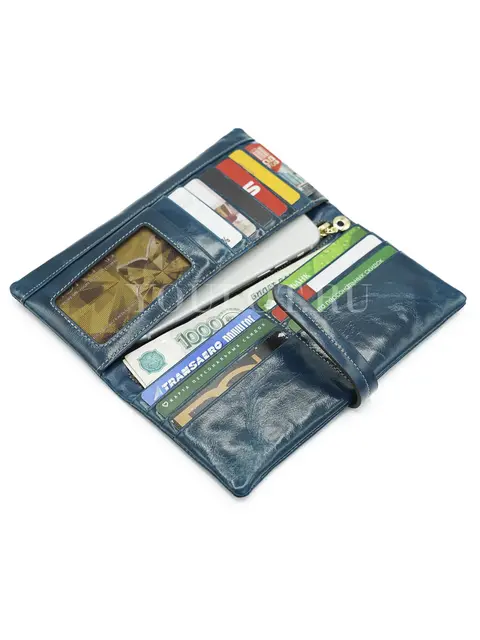 Женский кошелек из натуральной кожи с лаконичным дизайном Briefcase 2148 синий