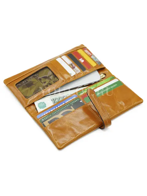 Многофункциональный кожаный кошелек для женщин Briefcase 2148 светло-коричневый