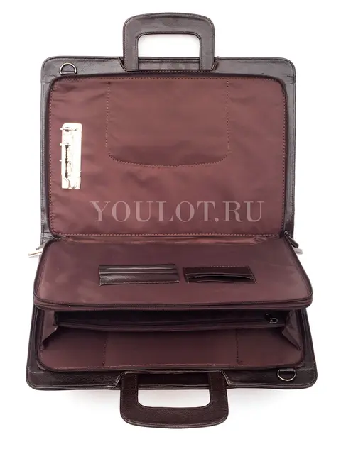 Папка‑портфель мужская Briefcase 2881-15 BROWN с ремнем через плечо