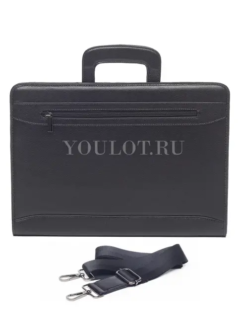 Папка-портфель для документов А4 Briefcase 2882-18 BLACK с двумя отделениями из кожи