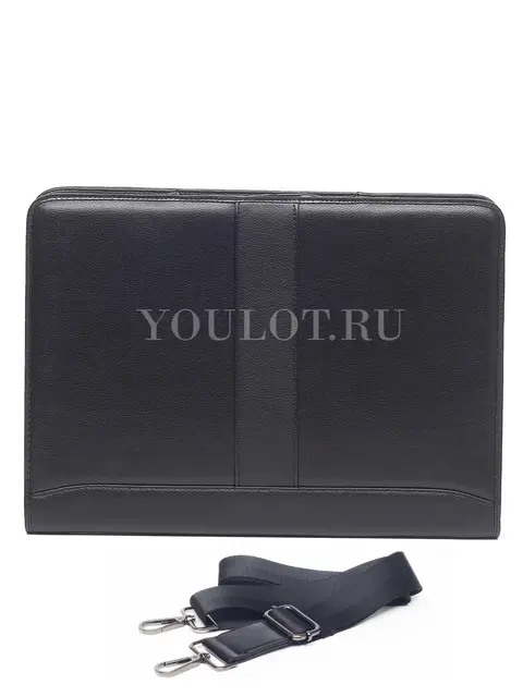 Папка-портфель для документов А4 Briefcase 2882-18 BLACK с двумя отделениями из кожи