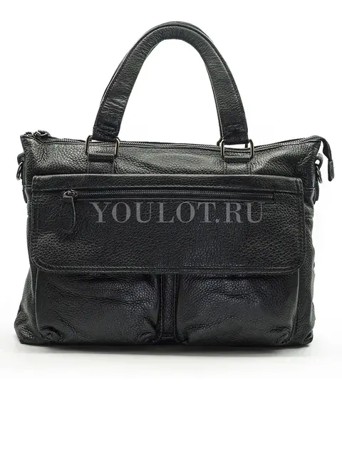 Мужской кожаный портфель Briefcase 33666# Black черного цвета