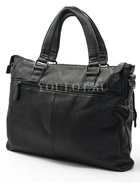 Мужской кожаный портфель Briefcase 33666# Black черного цвета