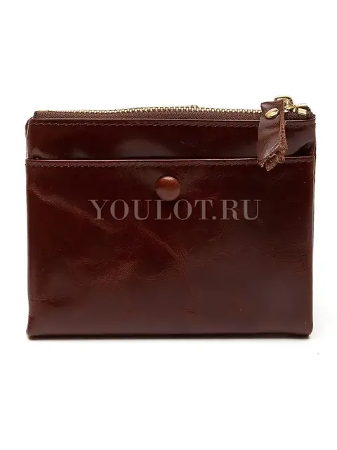 Удобный маленький женский кошелек Briefcase 6019 кожаный кофейный