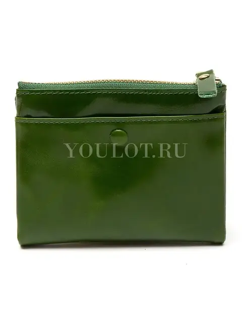 Компактный кожаный кошелек для женщин Briefcase 6019 с картхолдером зеленый