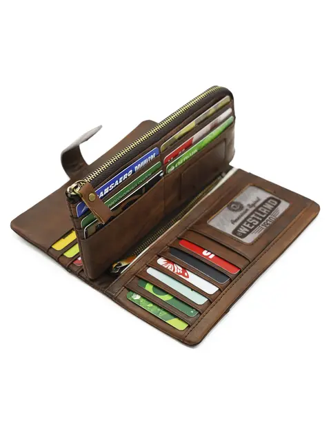 Длинное мужское портмоне Briefcase 8025 для денег и карт кожаное