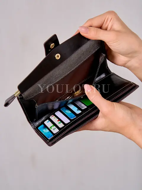 Кошелек портмоне женское Briefcase 8236 BLACK из натуральной кожи черный