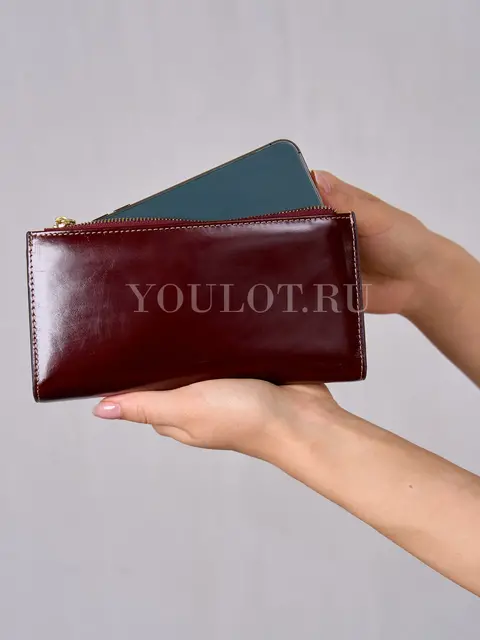 Классический женский кошелек из натуральной кожи на кнопке Briefcase 8236 кофейный