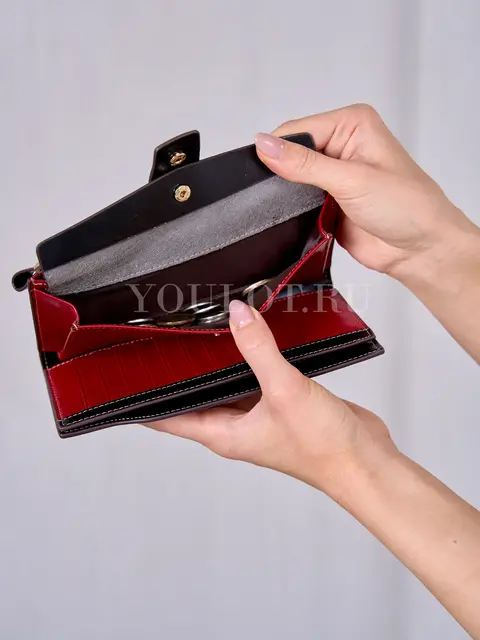 Женский кошелек для телефона, денег и карт Briefcase из натуральной кожи красный 8236