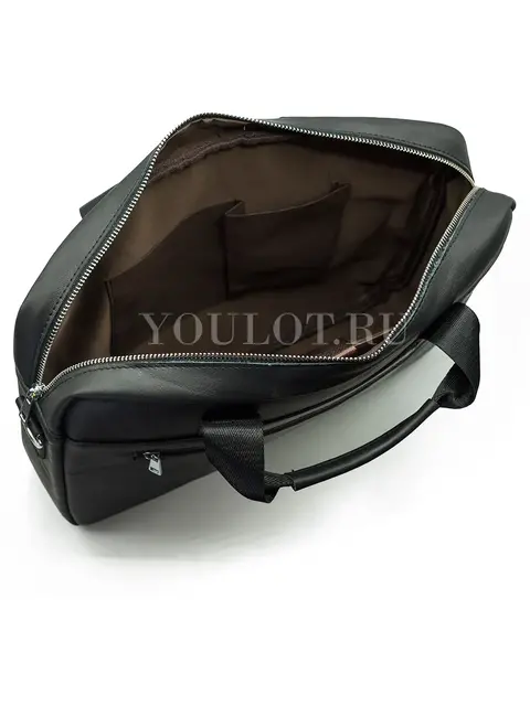 Мужской кожаный портфель Briefcase 9022 Black для работы и повседневного ношения