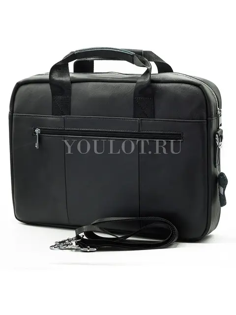 Мужской кожаный портфель Briefcase 9036 Black для работы и повседневного использования