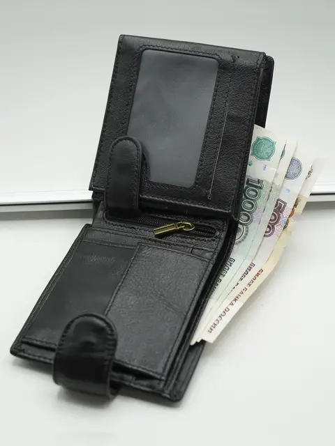 Недорогой мужской кошелек Briefcase 9051 из натуральной кожи для денег и карт