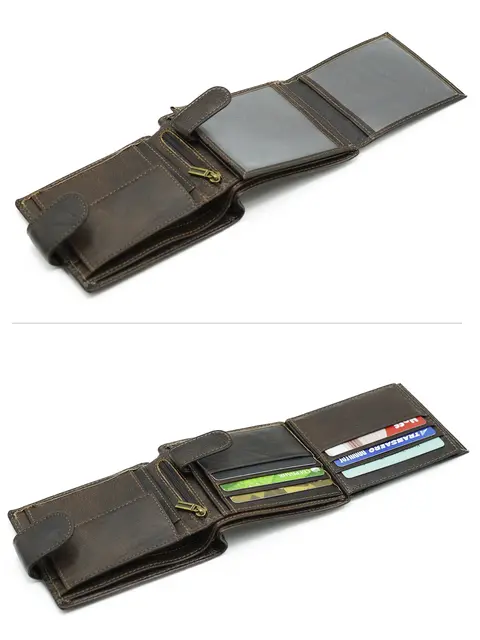 Кошелек мужской на кнопке Briefcase 9051 из натуральной кожи для денег и карт