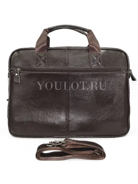 Портфель кожаный Briefcase 91503# Coffee для документов и ноутбука