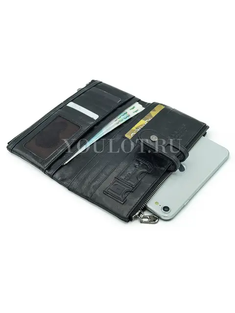 Кожаный женский кошелек Briefcase C2152 с функциональным дизайном черный