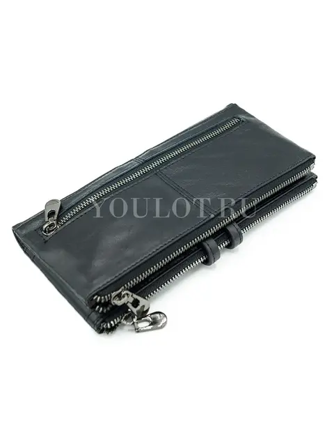 Кожаный женский кошелек Briefcase C2152 с функциональным дизайном черный