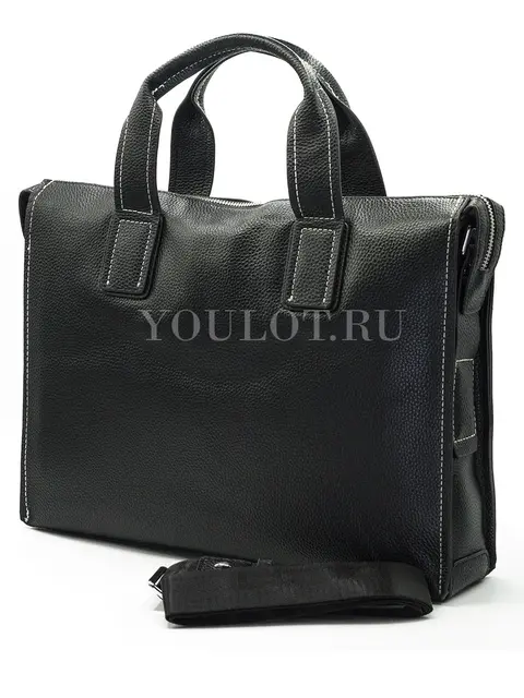 Мужской кожаный портфель Briefcase KR2804 Black через плечо для документов