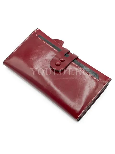 Женский кошелек с большим количеством отделений Briefcase TP-193-4 из натуральной кожи красный