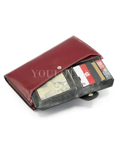 Женский кошелек с большим количеством отделений Briefcase TP-193-4 из натуральной кожи красный