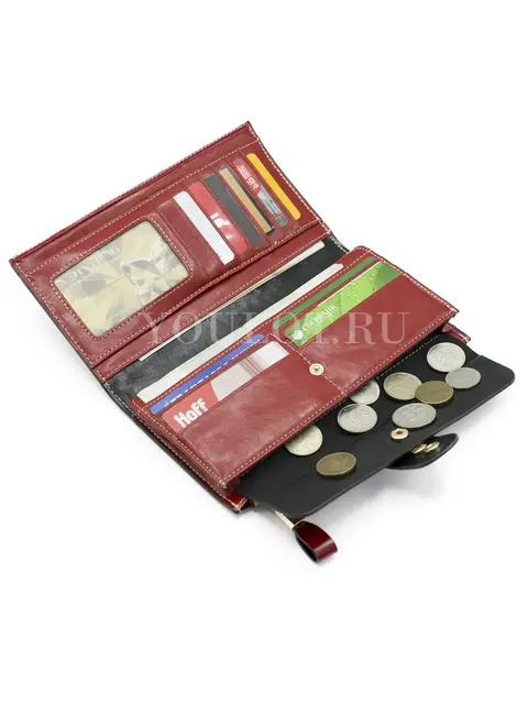Женский кошелек с большим количеством отделений Briefcase TP-193-4 из натуральной кожи красный
